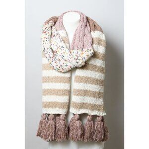 Boho Speckle Stripe Tassel Scarf  Rose